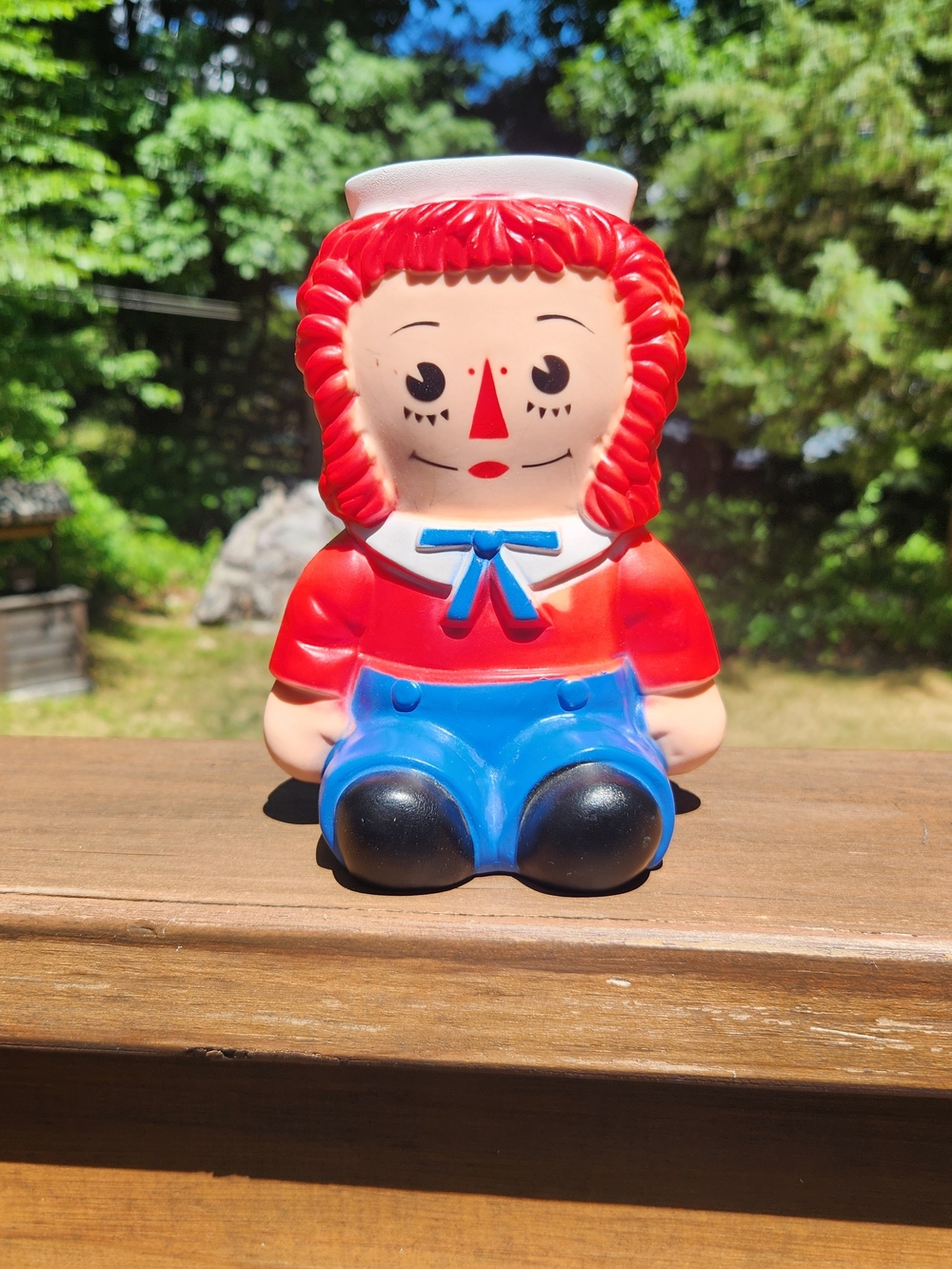 Vintage Raggedy Andy Plastic Coin Bank By Bobbs-Merrill Co Play Pal Plastics